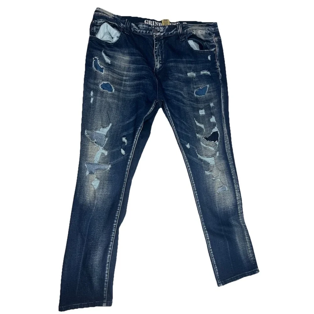 Grindhouse Jeans Mens 40x31 Distressed Grunge Thrashed Streetwear